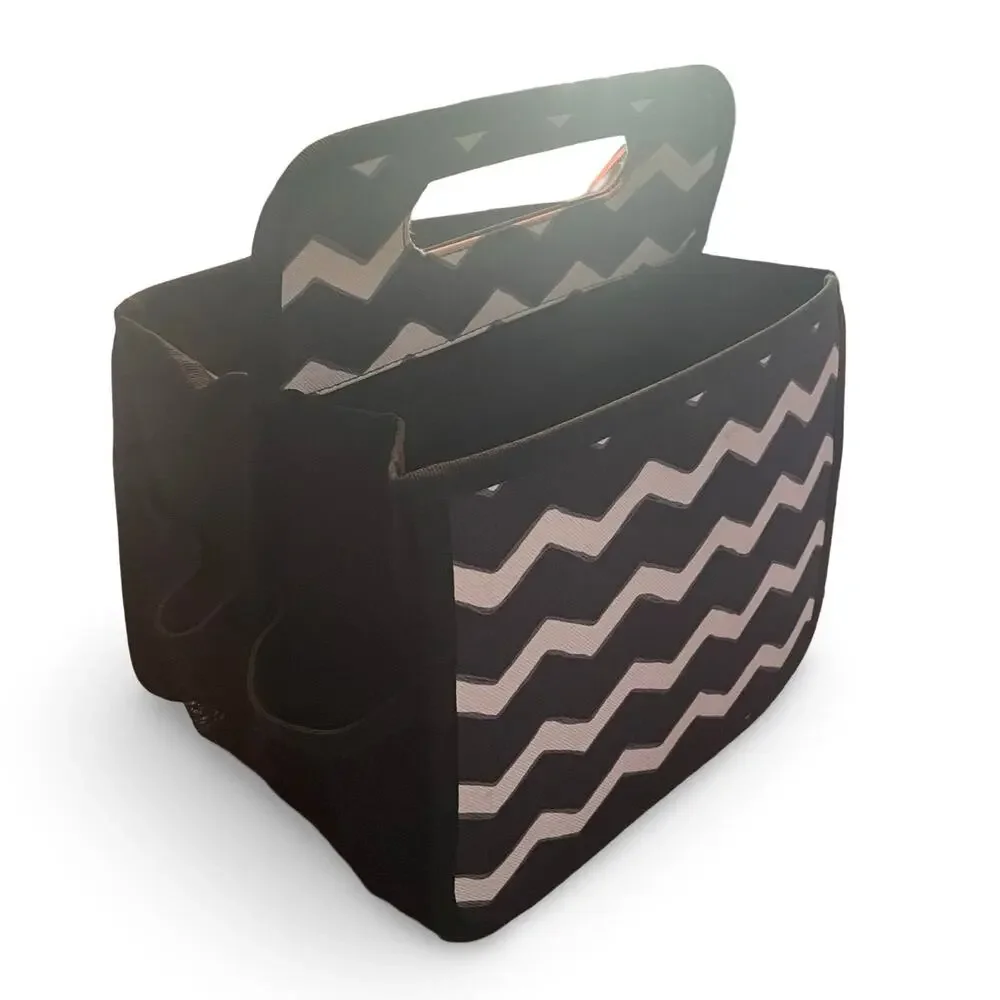 Thirty One Double Duty Caddy Black Chevron Links Tote Craft Nursery Organizer 31